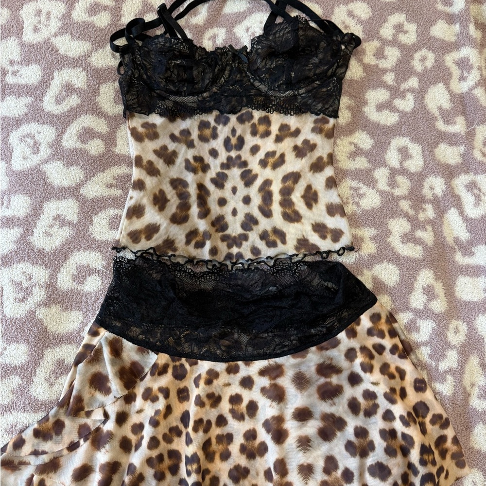 I.AM.GIA cheetah silo pant top and skirt bundle